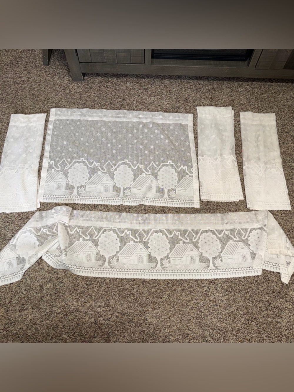 Set of 5 White Lace valences Panel Curtains Set Vintage cottagecore 34"x24"